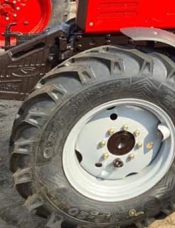 Close-up of a Belarus tractor tire